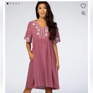 Polagram embroidered v neck dress with pockets Medium